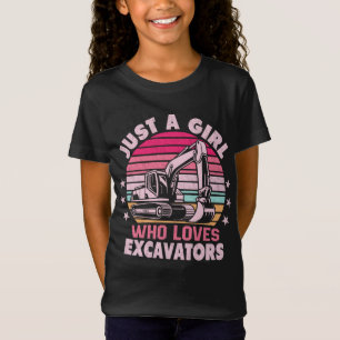 T-Shirt Juste une fille qui aime Excavateurs Rétro Excavat