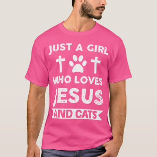 T-shirt Juste Une Fille Qui Aime Jésus Et Chats Jésus