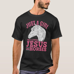 T-shirt Juste Une Fille Qui Aime Jésus Et Cheval Cheval Ch