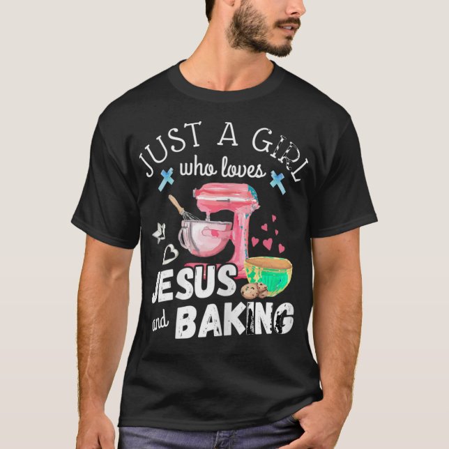 T-shirt Juste Une Fille Qui Aime Jésus Et La Cuisson - Drô (Devant)