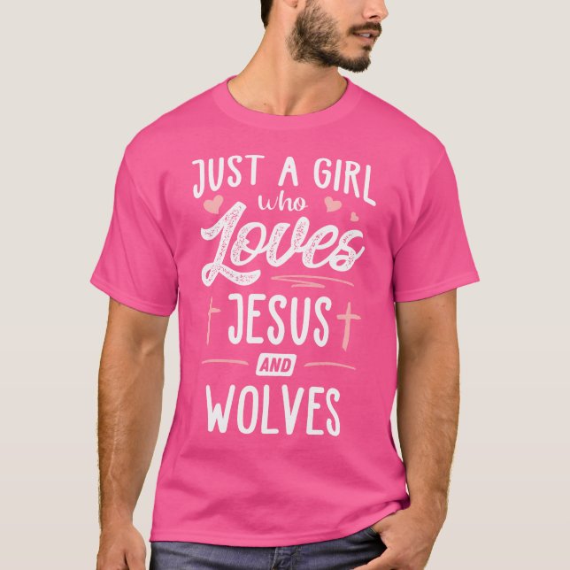 T-shirt Juste Une Fille Qui Aime Jésus Et Loups Cadeaux Fe (Devant)