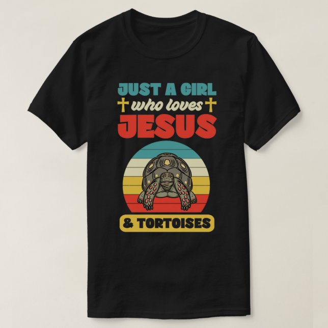 T-shirt Juste une fille qui aime Jésus et Tortoises Drôle  (Design devant)