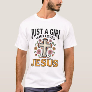 T-shirt Juste une fille qui aime Jésus Floral Cross Shirt_