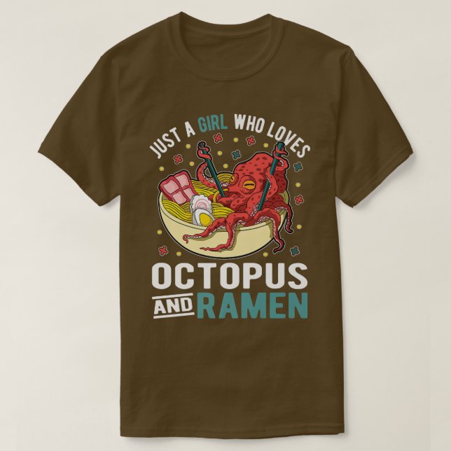 T-shirt Juste une fille qui aime la pieuvre et le ramen 52 (Design devant)