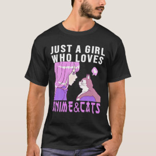 T-shirt Juste Une Fille Qui Aime L'Anime Et Les Chats. Ani