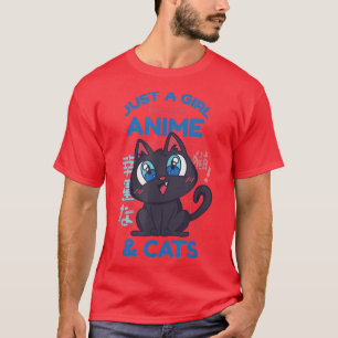 T-shirt Juste une fille qui aime l'Anime et les chats Japo
