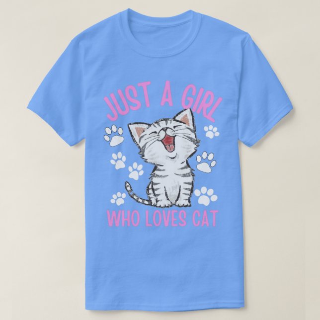 T-shirt Juste une fille qui aime le chat (Design devant)
