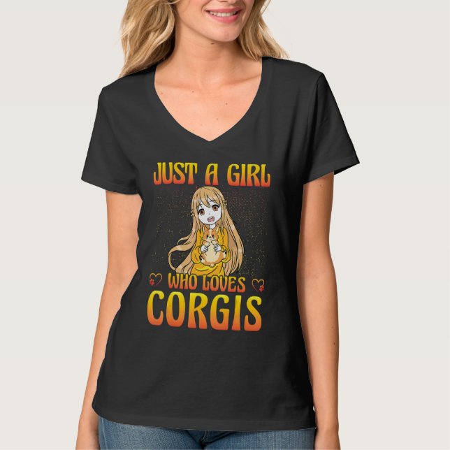 T-shirt Juste Une Fille Qui Aime Le Corgis (Devant)