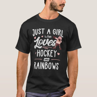 T-shirt Juste Une Fille Qui Aime Le Hockey Et Les Rainbows