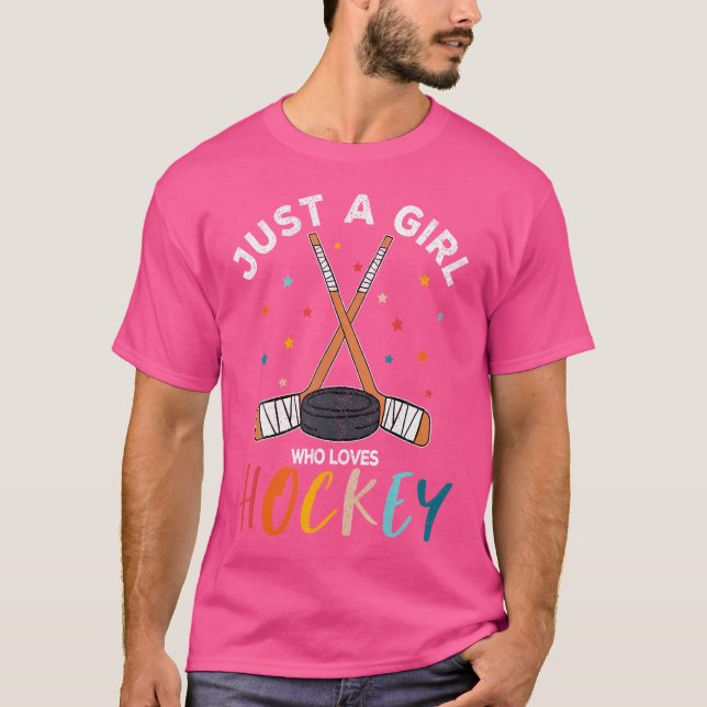 T-shirt Juste Une Fille Qui Aime Le Hockey Sur Glace Pour  (Devant)