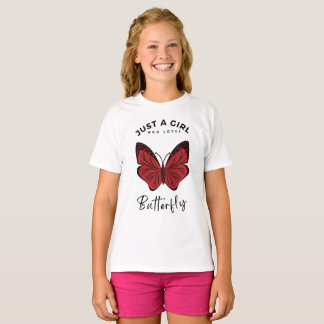 T-shirt Juste une fille qui aime le papillon