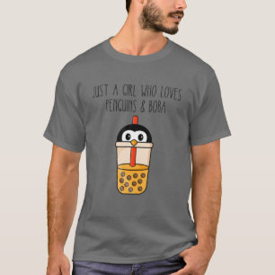 T-shirt Juste Une Fille Qui Aime Le Pingouin - Boba Bubble