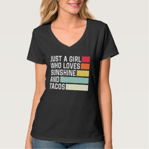 T-shirt Juste Une Fille Qui Aime Le Soleil Et Tacos Retro 