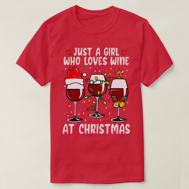 T-shirt Juste Une Fille Qui Aime Le Vin À Noël 1 (Design devant)