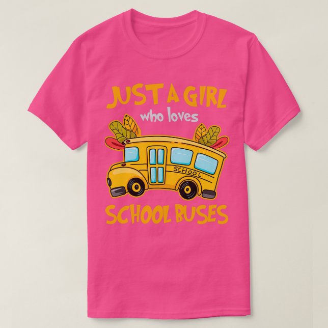 T-shirt Juste Une Fille Qui Aime L'École Bus Enfants Genti (Design devant)