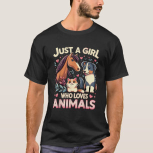 T-shirt Juste Une Fille Qui Aime Les Animaux Mignon Amoure
