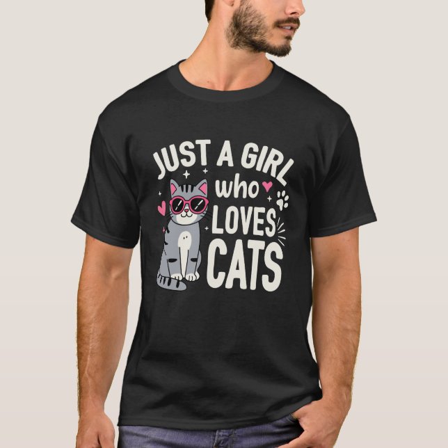 T-shirt Juste une fille qui aime les chats (Devant)