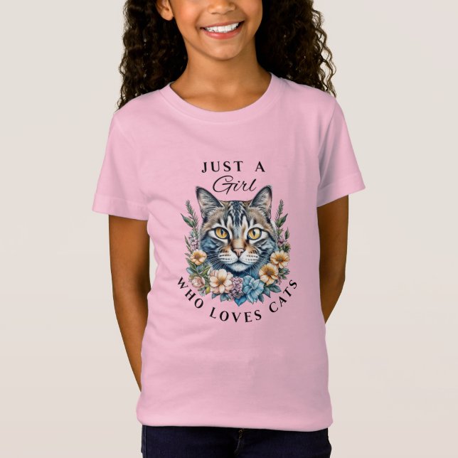 T-Shirt Juste une fille qui aime les chats (Devant)