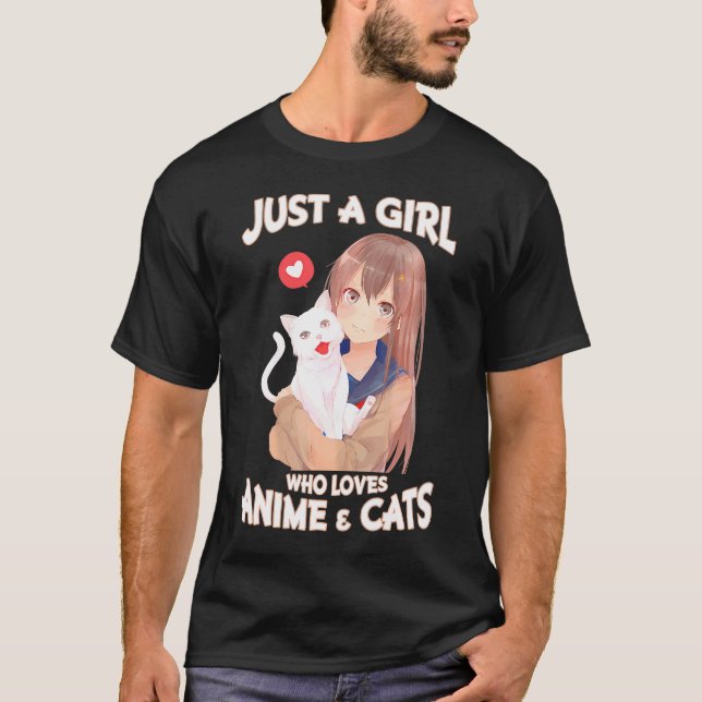 T-shirt Juste Une Fille Qui Aime Les Chats Anime Mignonne  (Devant)