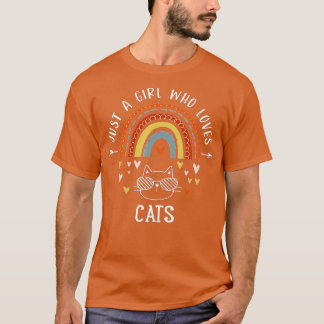 T-shirt Juste Une Fille Qui Aime Les Chats Cadeaux Arc-En-