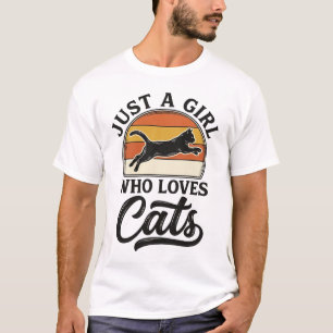 T-shirt Juste une fille qui aime les chats design de chat