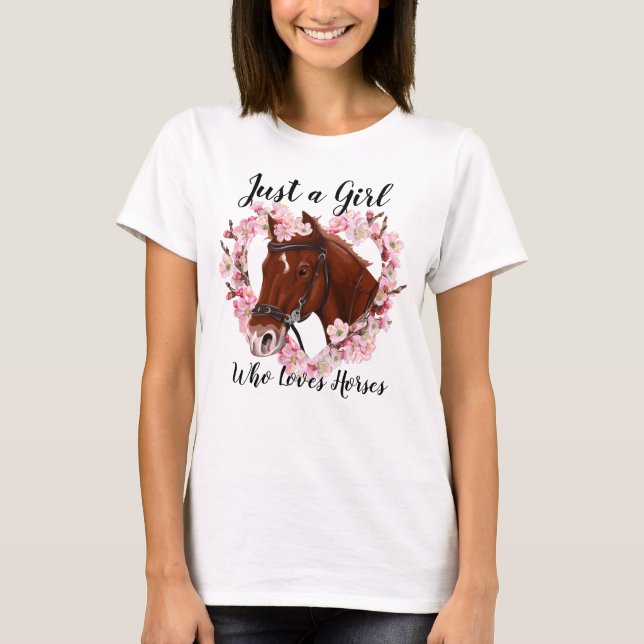 T-shirt Juste une fille qui aime les chevaux (Devant)