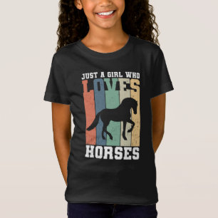 T-Shirt Juste une fille qui aime les chevaux Cheval Vint