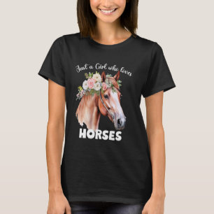 T-shirt Juste une fille qui aime les chevaux Poneys Saut d