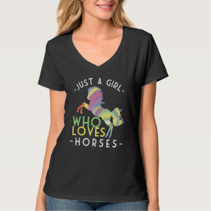 T-shirt Juste Une Fille Qui Aime Les Chevaux Pony Equin Éq