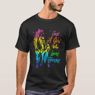 T-shirt Juste Une Fille Qui Aime Les Chevaux Tie Dye Caval