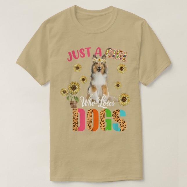 T-shirt Juste Une Fille Qui Aime Les Chiens Beaux Sunflowe (Design devant)