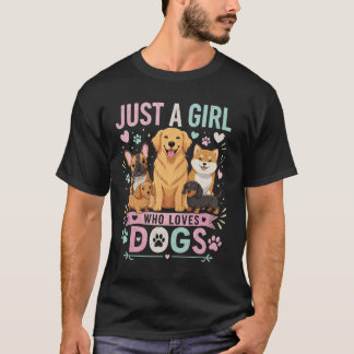 T-shirt Juste Une Fille Qui Aime Les Chiens Cadeau Mignon