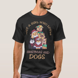 T-shirt Juste une fille qui aime les chiens Noël
