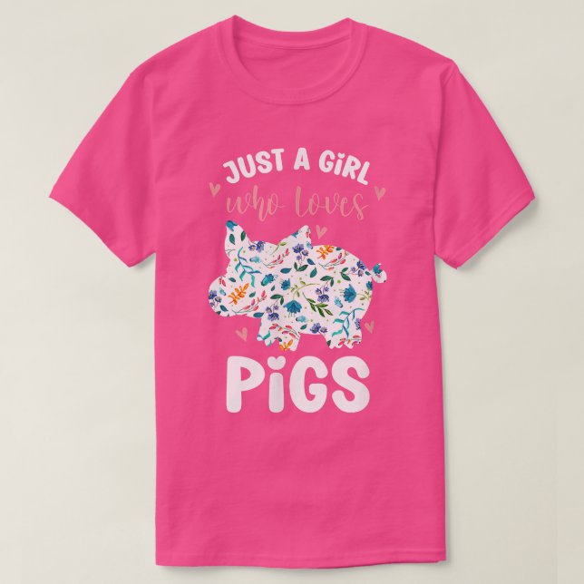 T-shirt Juste une fille qui aime les cochons design de fle (Design devant)