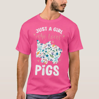 T-shirt Juste une fille qui aime les cochons design de fle