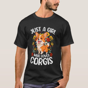 T-shirt Juste Une Fille Qui Aime Les Corgis Fleur Esthétiq