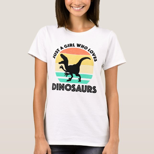 T-shirt Juste une fille qui aime les dinosaures (Devant)