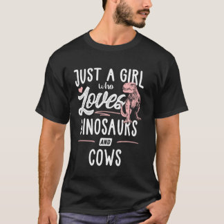 T-shirt Juste une fille qui aime les dinosaures et les vac