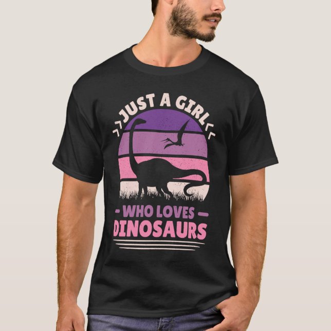 T-shirt Juste Une Fille Qui Aime Les Dinosaures Mignonnes  (Devant)