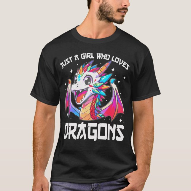 T-shirt Juste Une Fille Qui Aime Les Dragons Anime Les Fil (Devant)