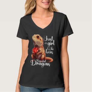 T-shirt Juste une fille qui aime les dragons barbus Cute D
