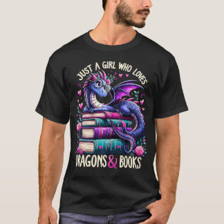 T-shirt Juste Une Fille Qui Aime Les Dragons Et Les Livres