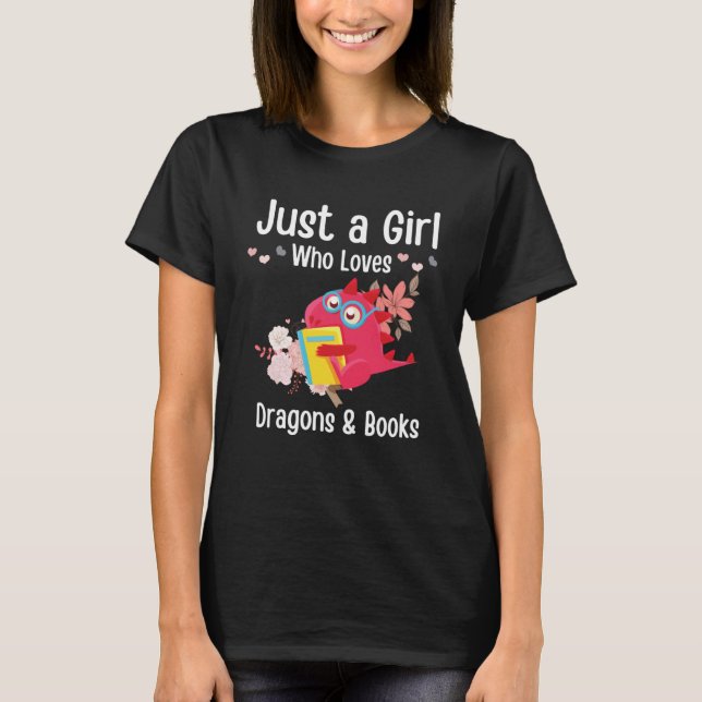 T-shirt Juste une fille qui aime les dragons et les livres (Devant)