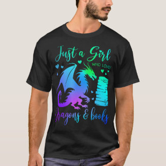 T-shirt Juste Une Fille Qui Aime Les Dragons Et Les Livres