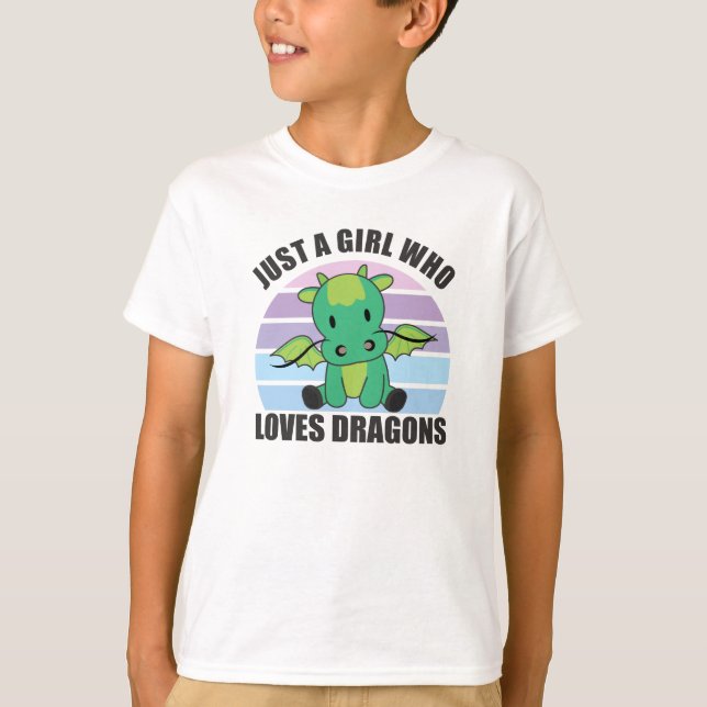 T-shirt Juste Une Fille Qui Aime Les Dragons Mignons Anima (Devant)