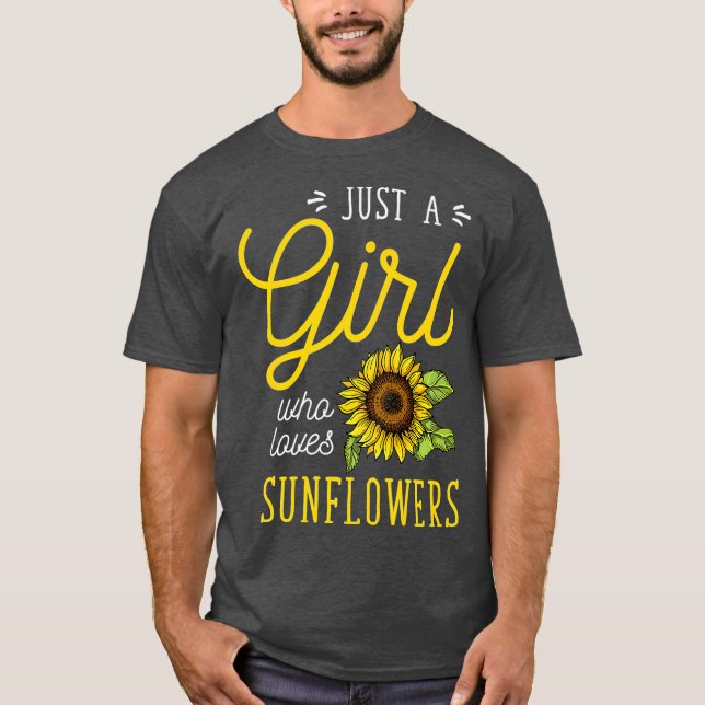 T-shirt Juste Une Fille Qui Aime Les Fleurs De Soleil Art  (Devant)