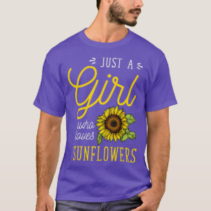T-shirt Juste Une Fille Qui Aime Les Fleurs De Soleil Art 