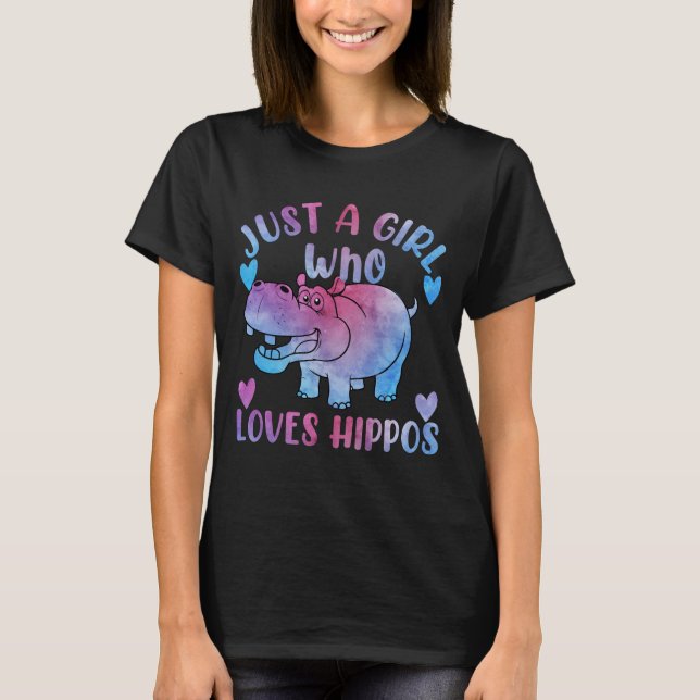 T-shirt Juste une fille qui aime les hippopotames (Devant)