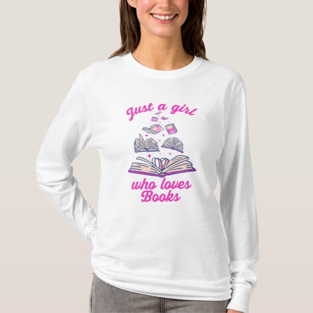 T-shirt juste une fille qui aime les livres (Devant)