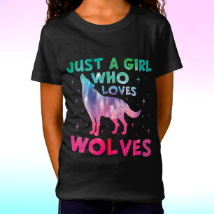 T-Shirt Juste une fille qui aime les loups aquarelle